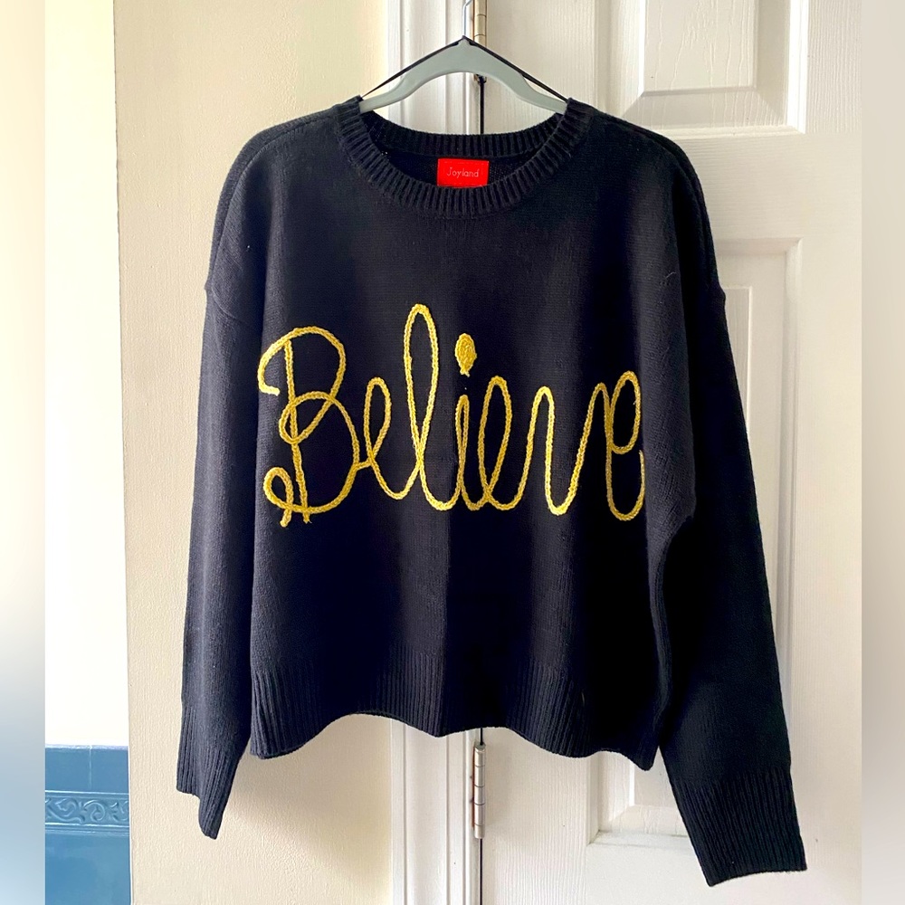 Embroidered Believe Sweater
